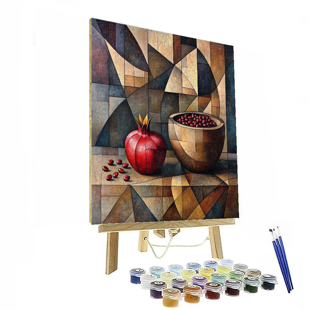 Pablo Picasso Inspired Cubist Still Life Of Pomegranate And Earthenware Vessel Number painting