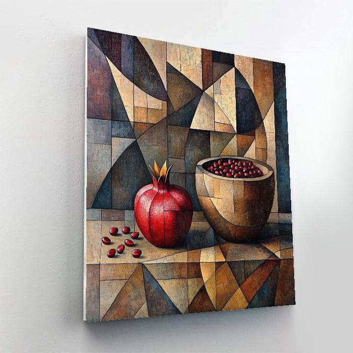 Pablo Picasso Inspired Cubist Still Life Of Pomegranate And Earthenware Vessel Number painting