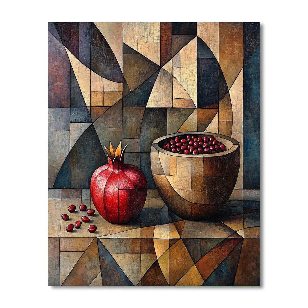Pablo Picasso Inspired Cubist Still Life Of Pomegranate And Earthenware Vessel Number painting