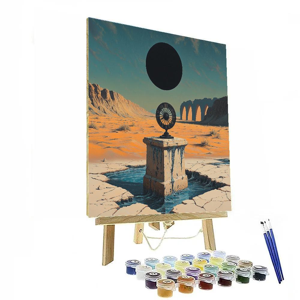 Salvador Dali Inspired Desert Eclipse With Melting Sundial paint by number