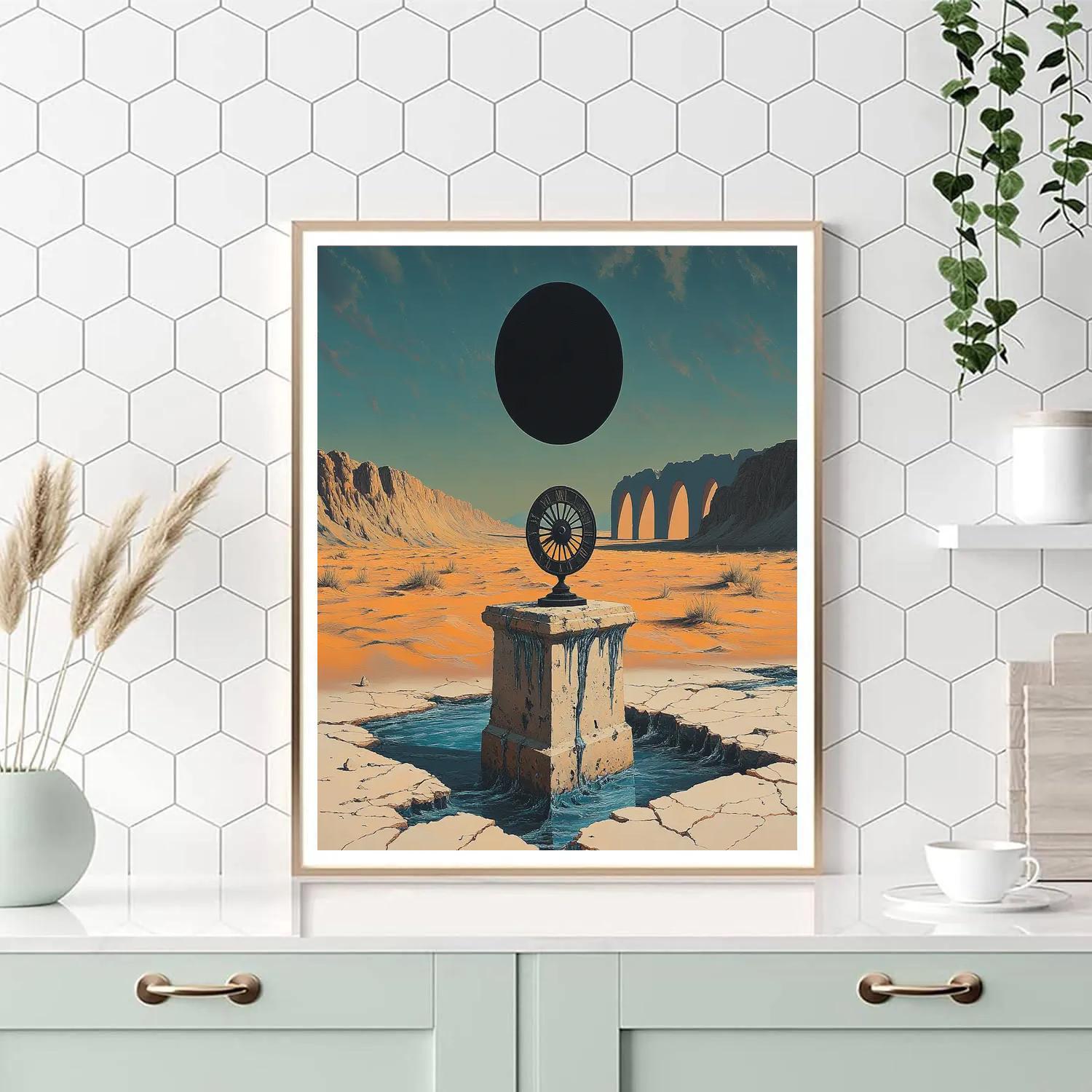 Salvador Dali Inspired Desert Eclipse With Melting Sundial paint by number