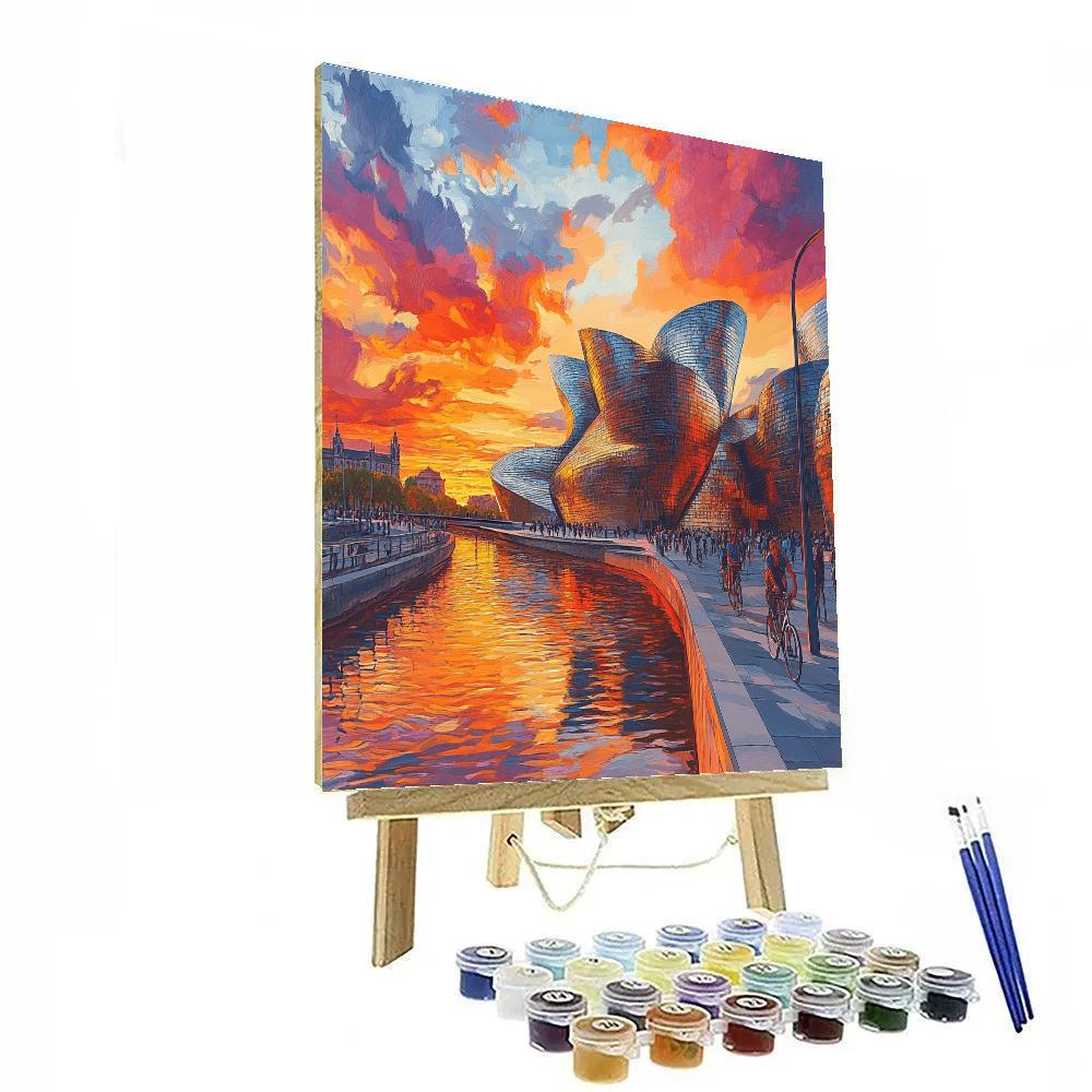Guggenheim Museum Curves At Sunset Bilbao Spain Paint by numbers art