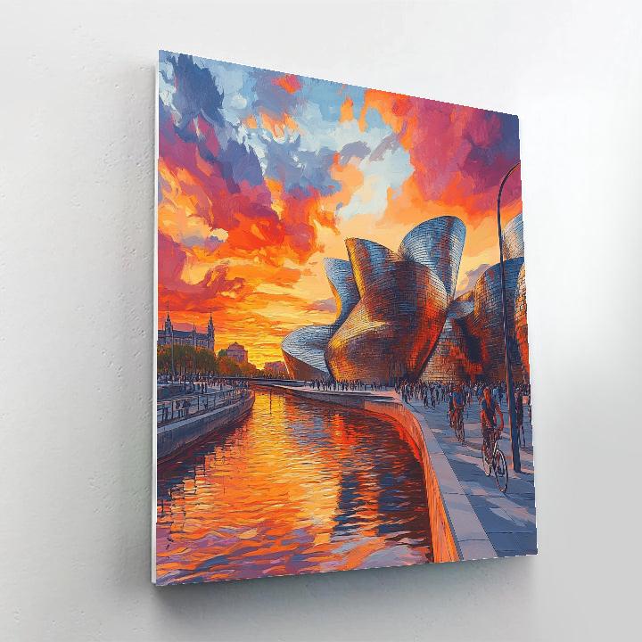 Guggenheim Museum Curves At Sunset Bilbao Spain Paint by numbers art