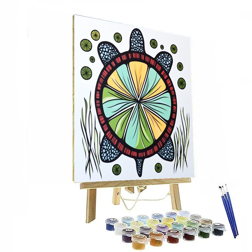 Norval Morrisseau Inspired Turtle And The Four Sacred Currents paint by numbers