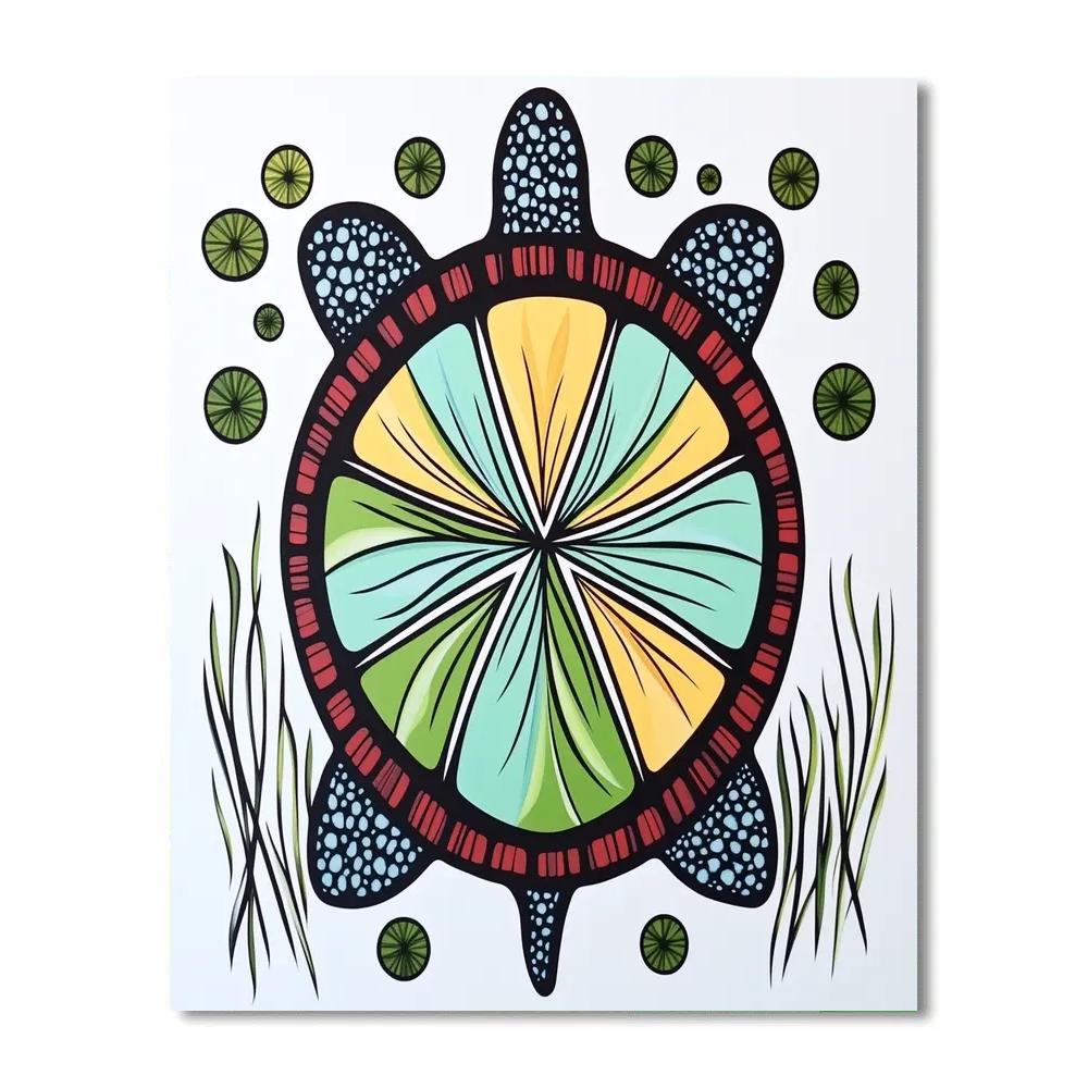 Norval Morrisseau Inspired Turtle And The Four Sacred Currents paint by numbers