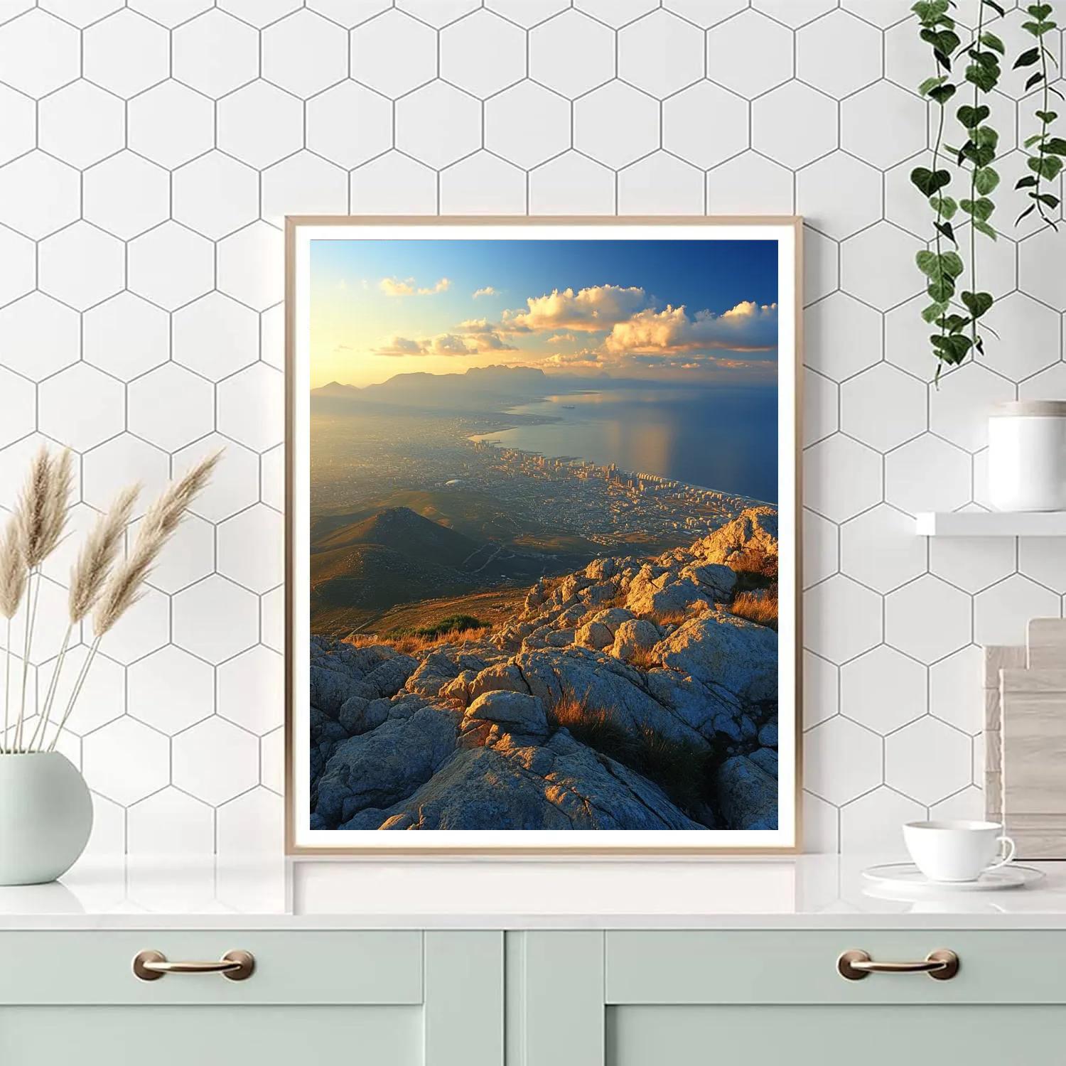 Cliffside Skyline Viewpoint At Table Mountain Cape Town South Africa Paint by numbers kits