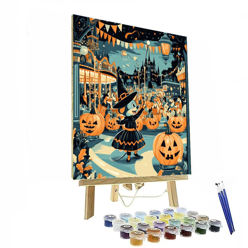 Pumpkin Parade On Main Street Carousel Paint by numbers art