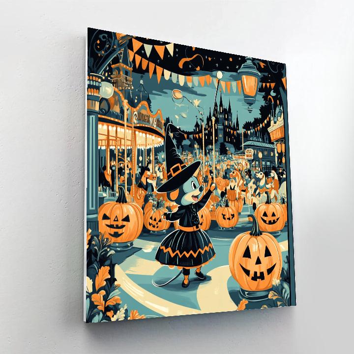 Pumpkin Parade On Main Street Carousel Paint by numbers art
