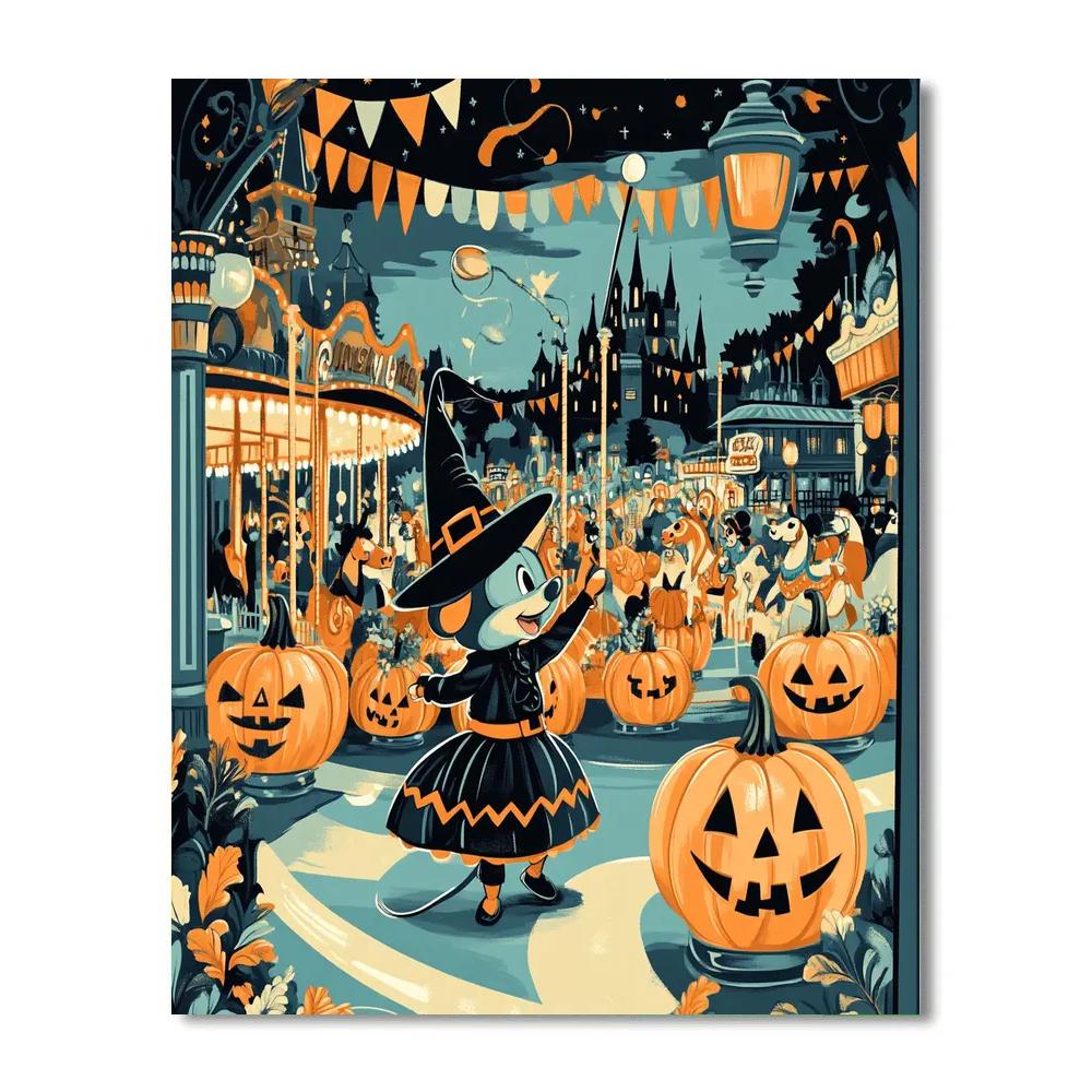 Pumpkin Parade On Main Street Carousel Paint by numbers art