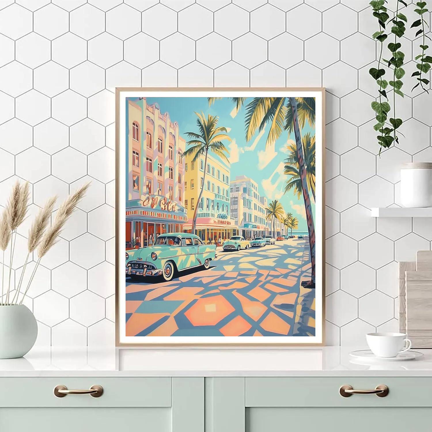 Art Deco Facades On Ocean Drive Miami Beach United States painting number kit