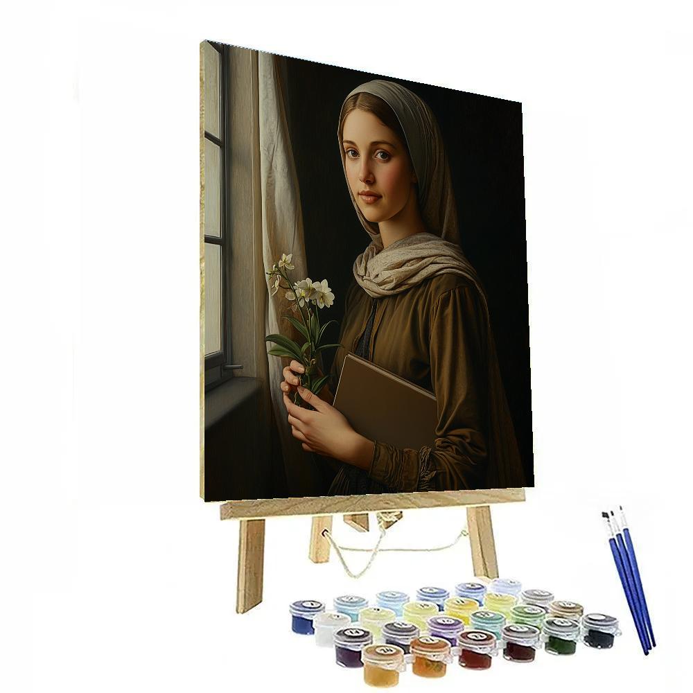 Leonardo Da Vinci Inspired Renaissance Botanist Portrait paint by number