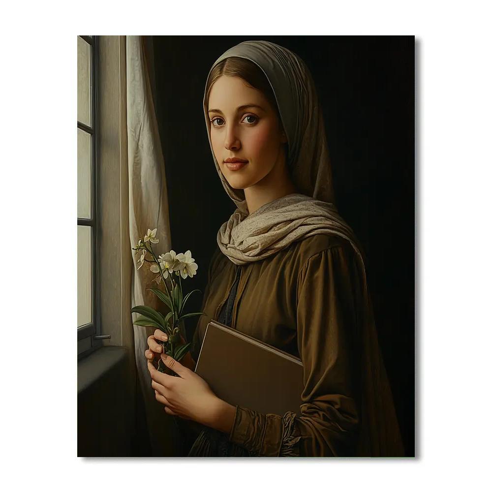 Leonardo Da Vinci Inspired Renaissance Botanist Portrait paint by number