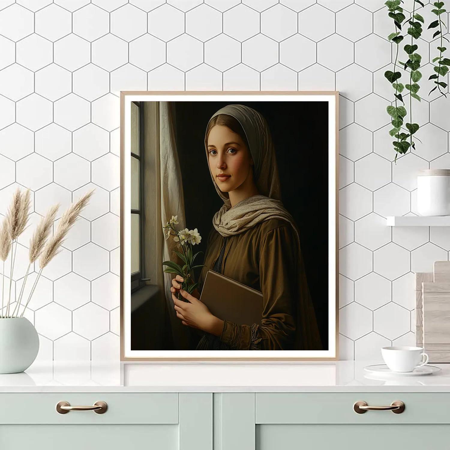 Leonardo Da Vinci Inspired Renaissance Botanist Portrait paint by number
