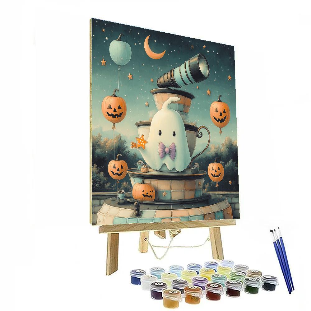 Haunted Teacup Observatory Trick Or Treat Numbered painting kits