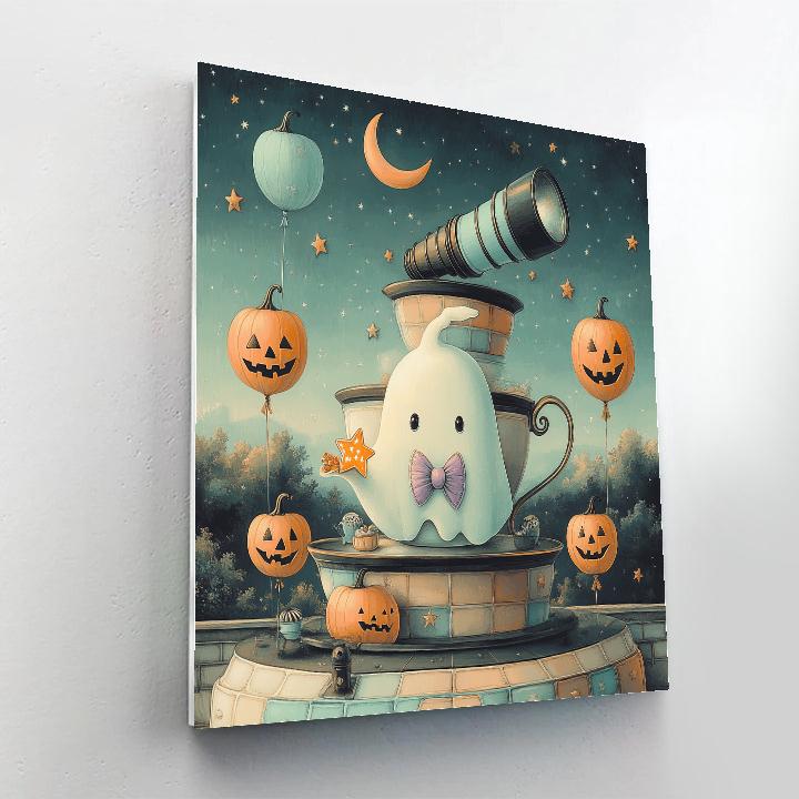 Haunted Teacup Observatory Trick Or Treat Numbered painting kits