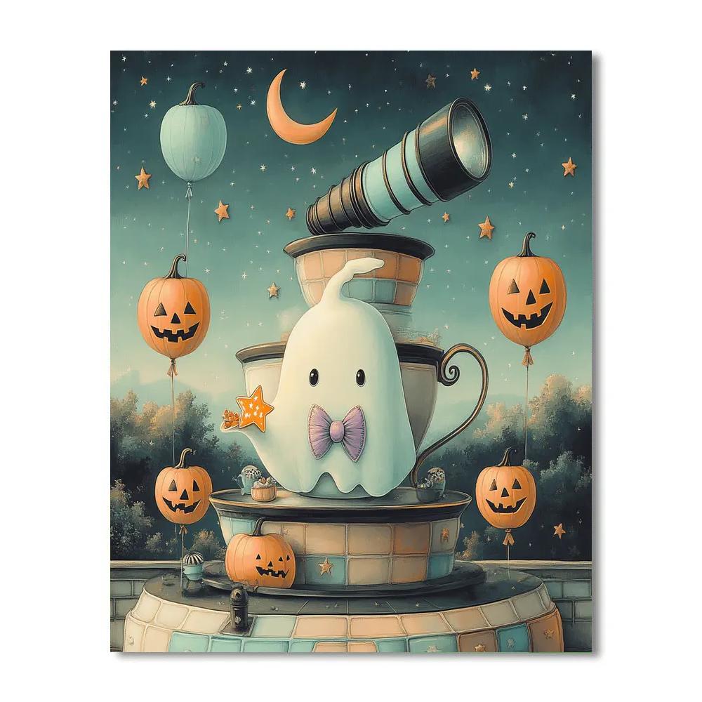 Haunted Teacup Observatory Trick Or Treat Numbered painting kits