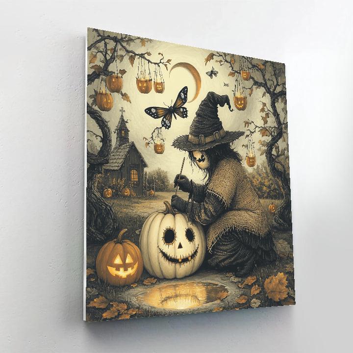 Moonlit Orchard With Spooky Moths painting number kit