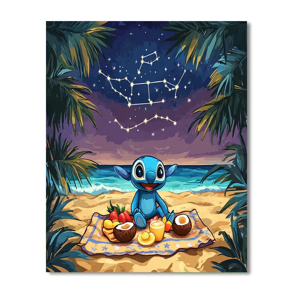 Stitch Tropical Star Map Picnic Disney Inspired Paint by numbers art