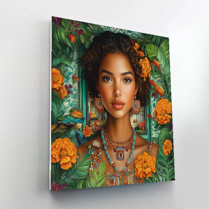Frida Kahlo Inspired Portrait With Tropical Birds And Memories Paint by numbers kits