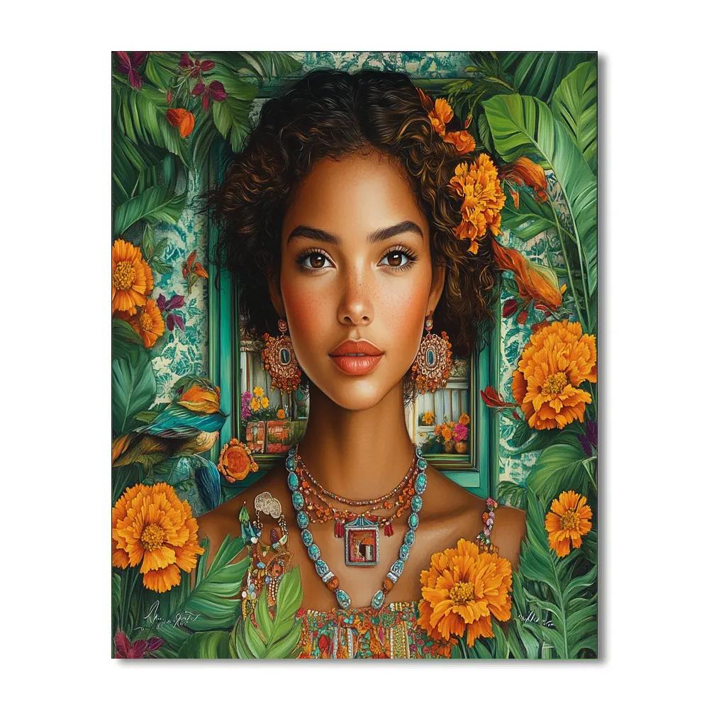 Frida Kahlo Inspired Portrait With Tropical Birds And Memories Paint by numbers kits