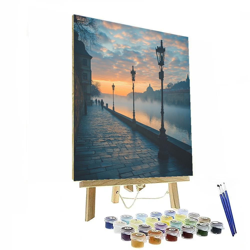 Vltava River View From Charles Bridge Approach Prague Czech Republic Paint by numbers art