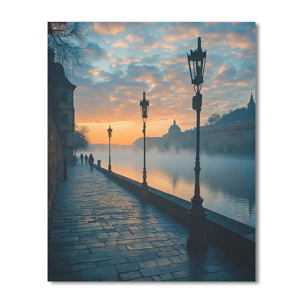 Vltava River View From Charles Bridge Approach Prague Czech Republic Paint by numbers art