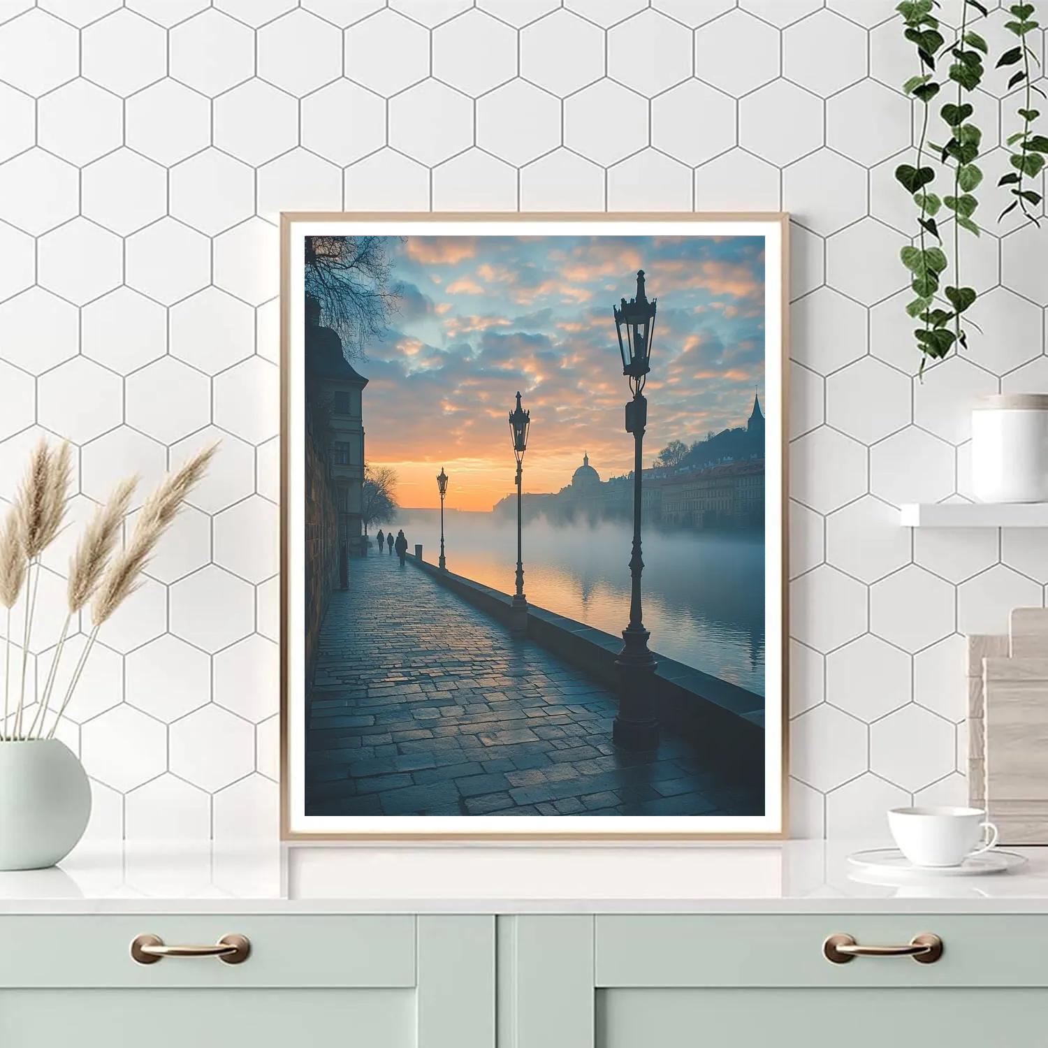 Vltava River View From Charles Bridge Approach Prague Czech Republic Paint by numbers art