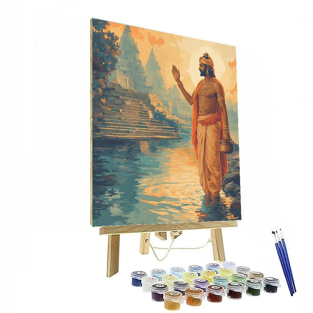 Riverbank Rite With Brahma Blessing Number painting