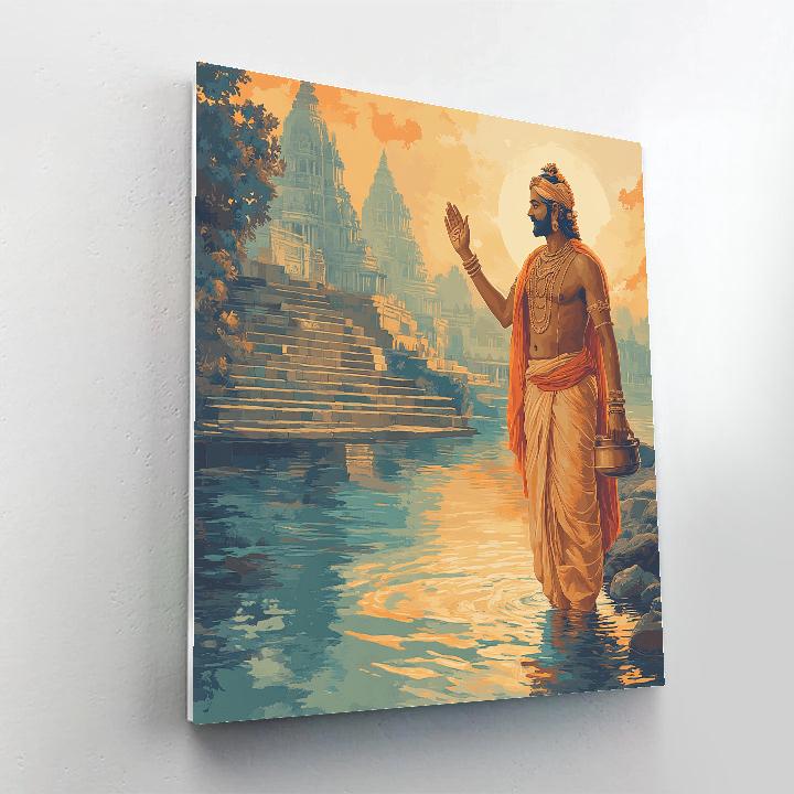 Riverbank Rite With Brahma Blessing Number painting