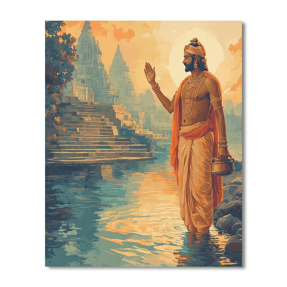 Riverbank Rite With Brahma Blessing Number painting