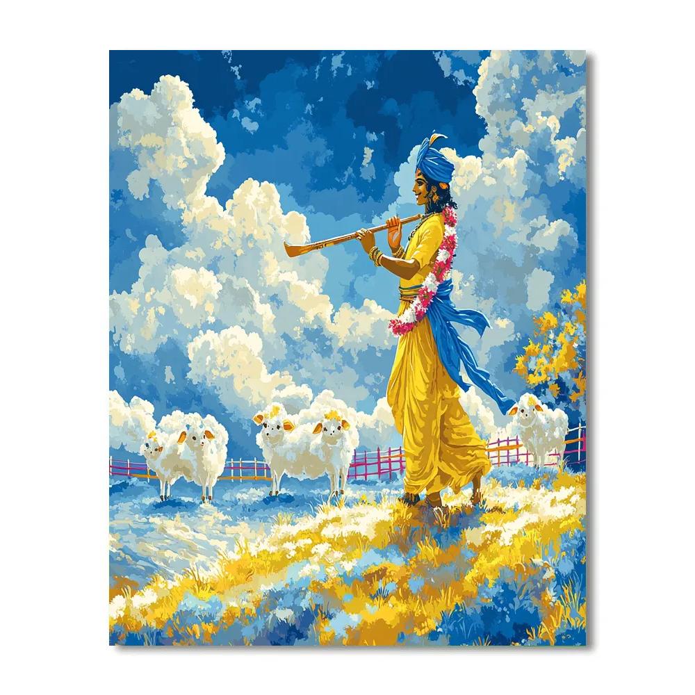 Krishna The Cloud Herdsman paint by color