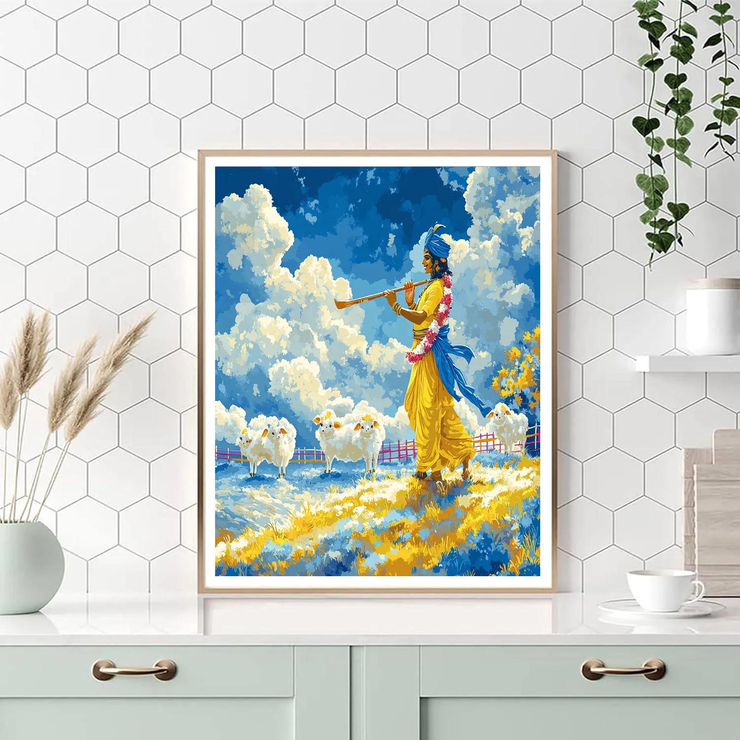 Krishna The Cloud Herdsman paint by color