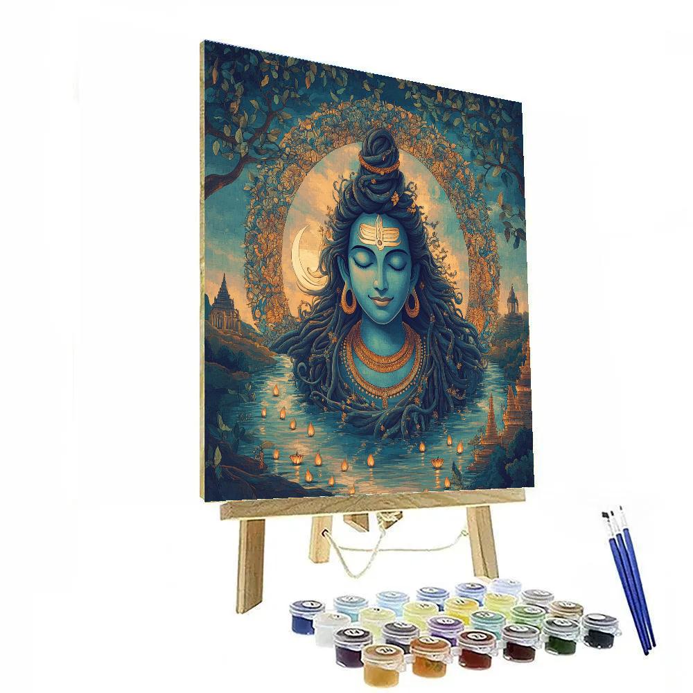 Banyan Root Mandala With Shiva Within paint by color