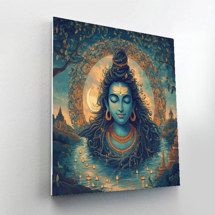 Banyan Root Mandala With Shiva Within paint by color