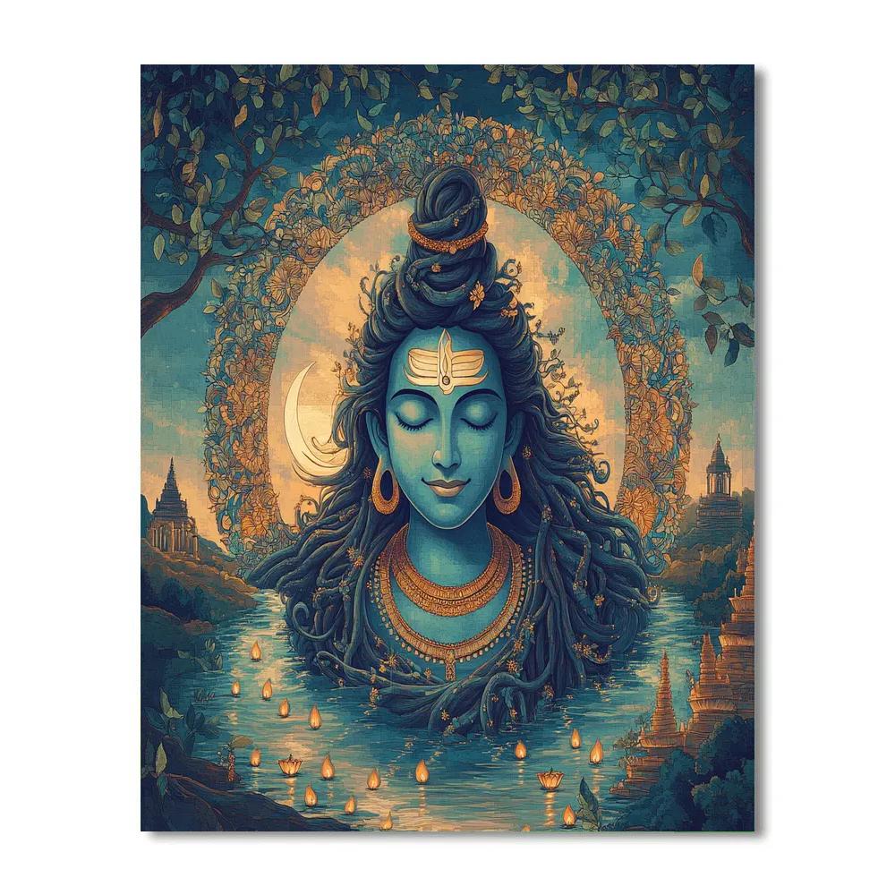 Banyan Root Mandala With Shiva Within paint by color