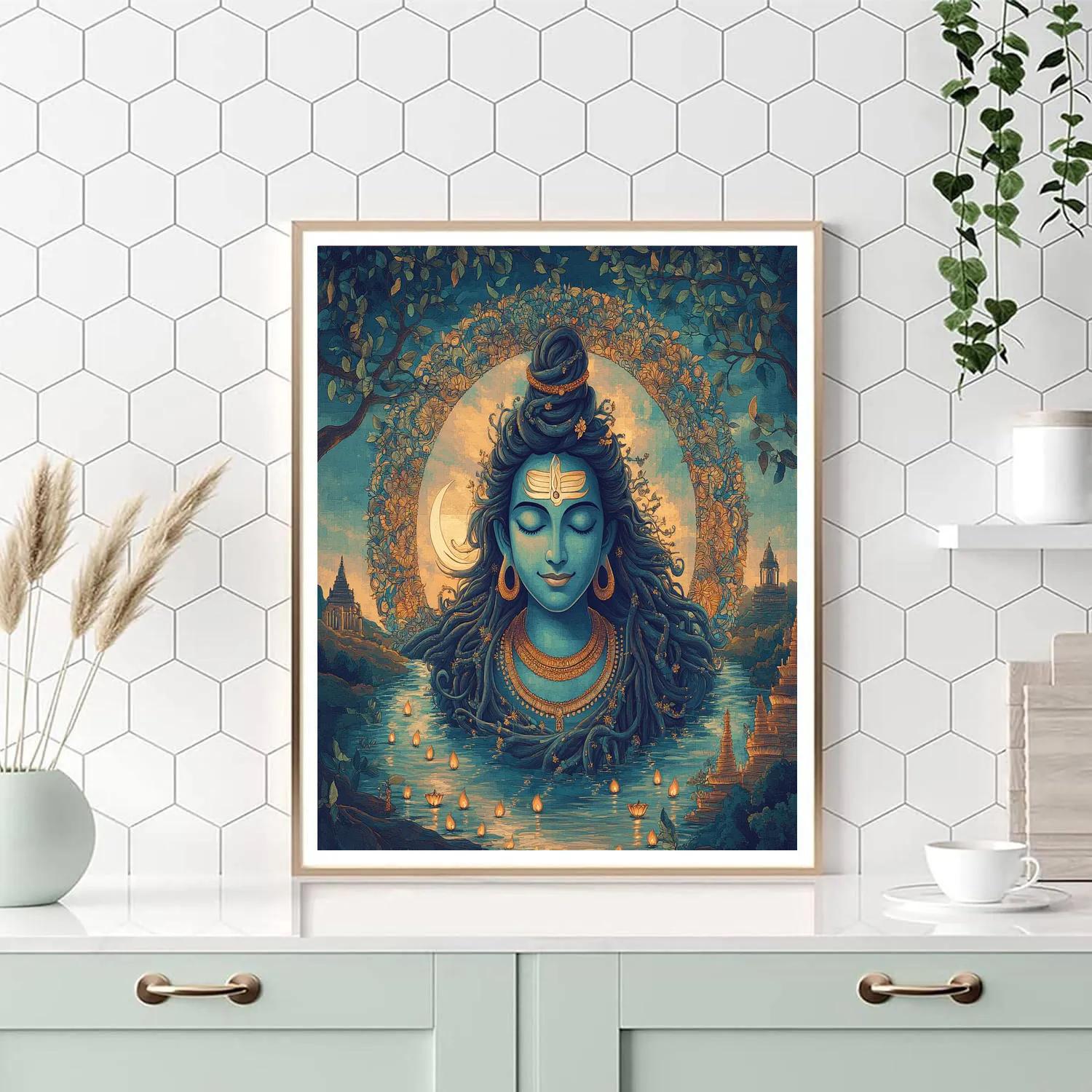 Banyan Root Mandala With Shiva Within paint by color