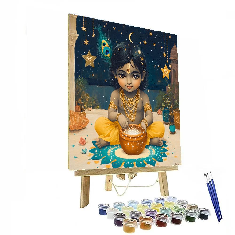 Krishna And The Stardust Butter Pot paint by numbers