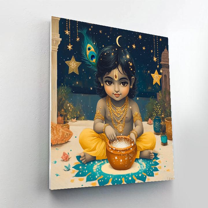 Krishna And The Stardust Butter Pot paint by numbers