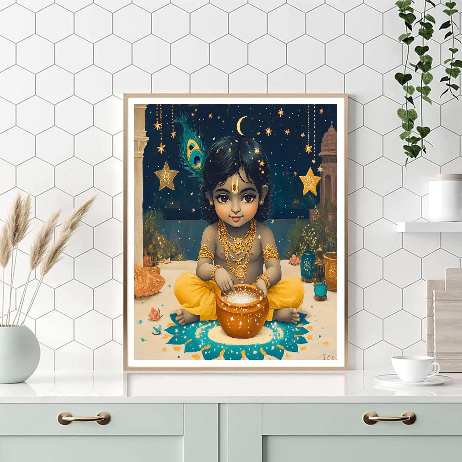 Krishna And The Stardust Butter Pot paint by numbers