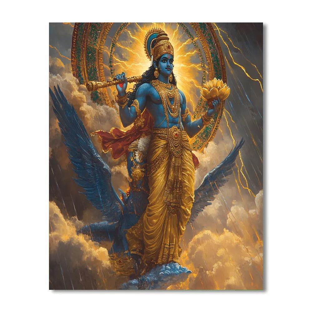 Vishnu And Garuda Above The Monsoon Mandala Painting by numbers kit