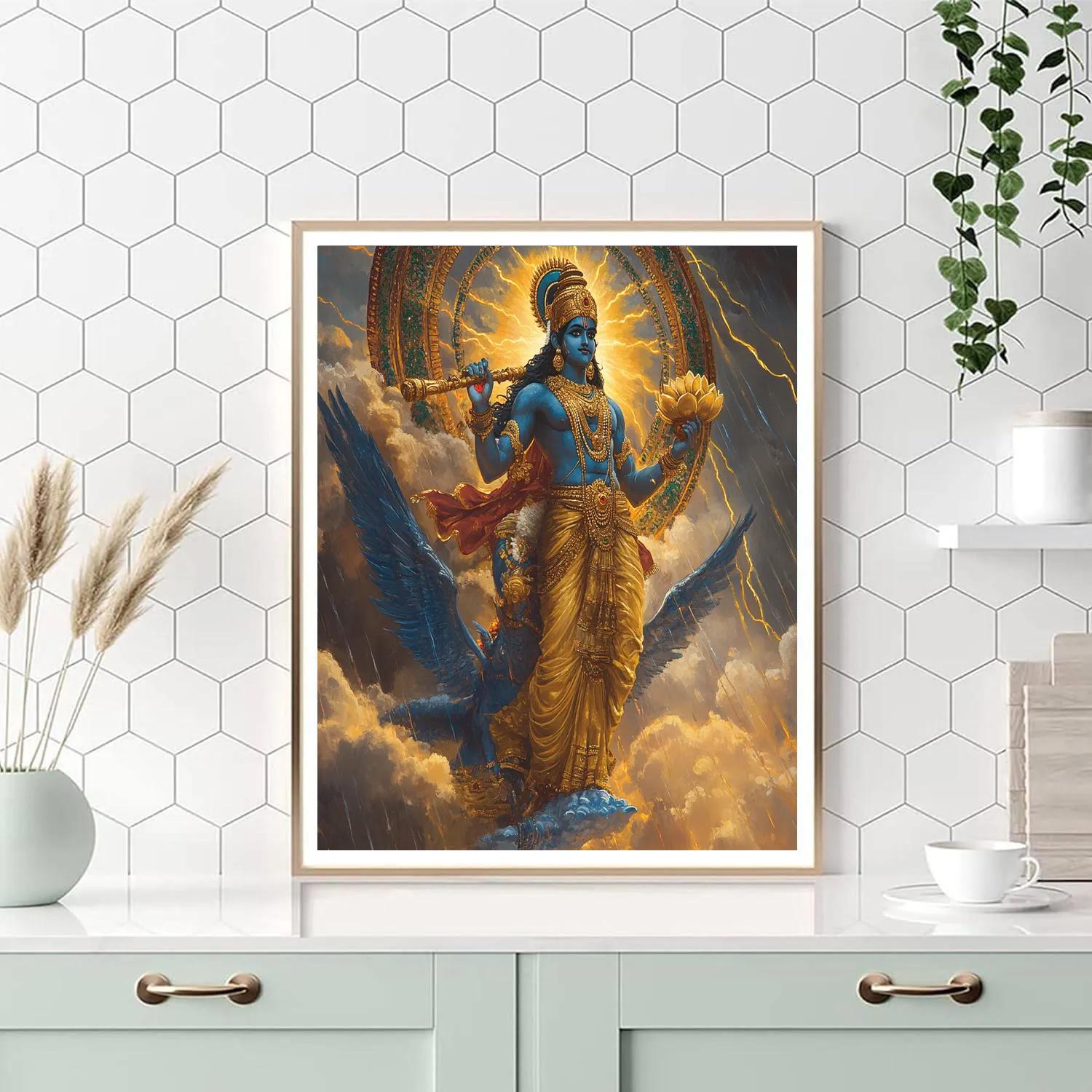 Vishnu And Garuda Above The Monsoon Mandala Painting by numbers kit