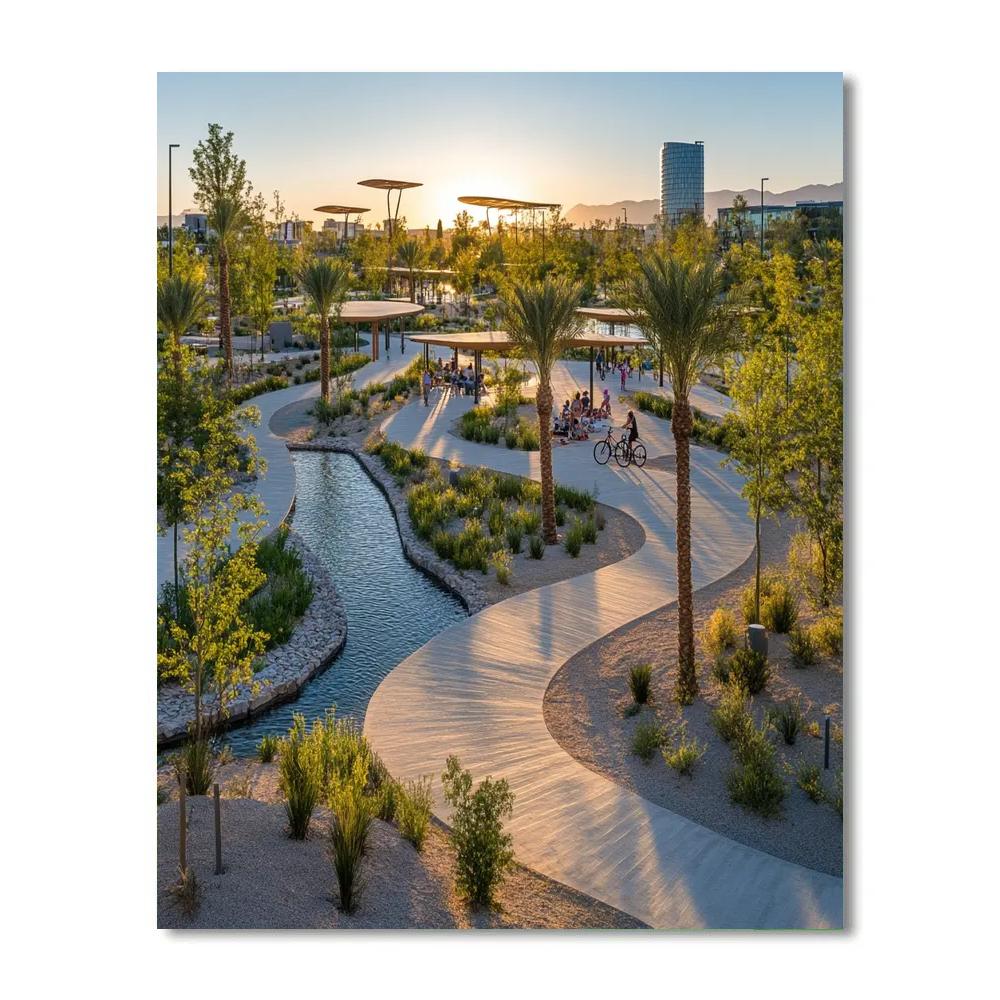 Wadi Hanifah Park Paths Riyadh Saudi Arabia painting number kit