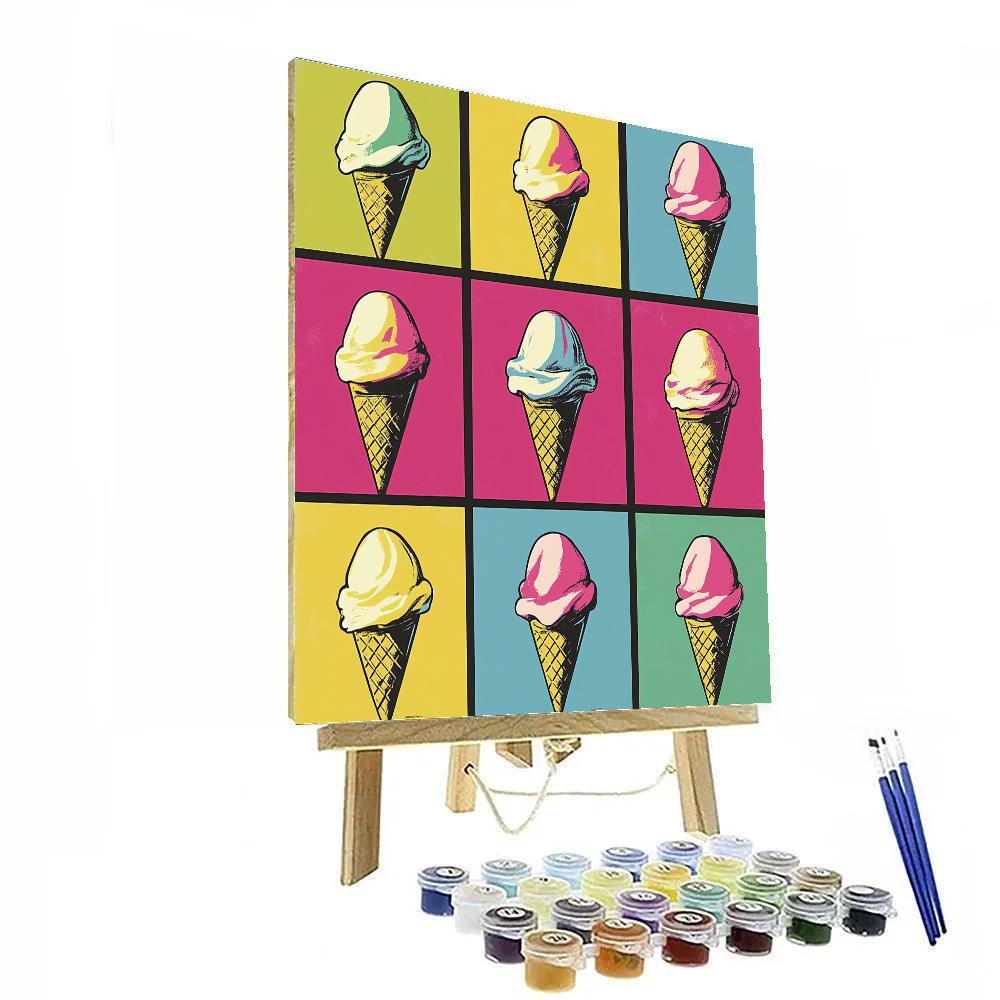Andy Warhol Inspired Ice Cream Pop Art Grid paint by number