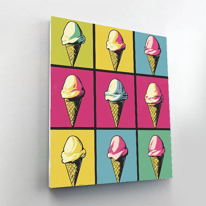 Andy Warhol Inspired Ice Cream Pop Art Grid paint by number