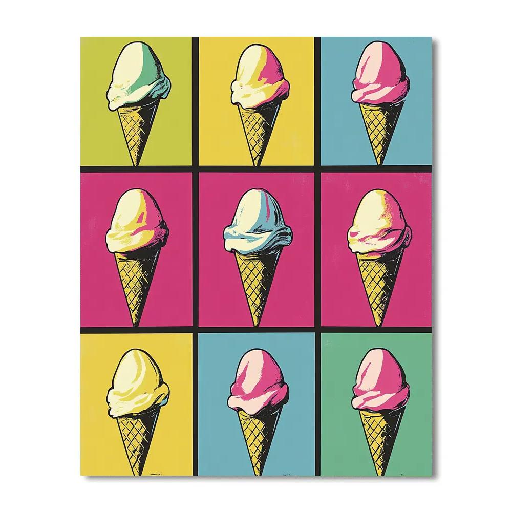 Andy Warhol Inspired Ice Cream Pop Art Grid paint by number