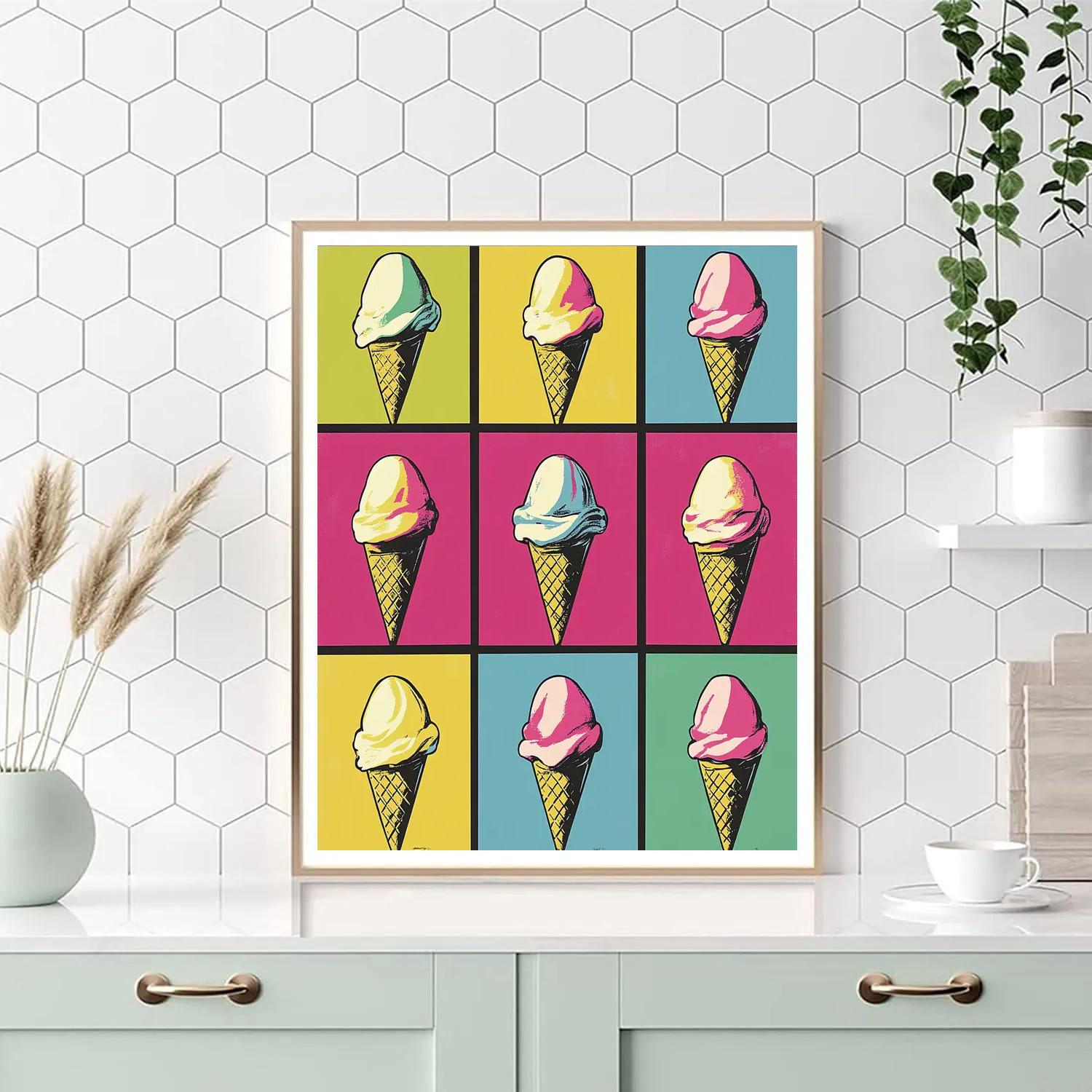 Andy Warhol Inspired Ice Cream Pop Art Grid paint by number