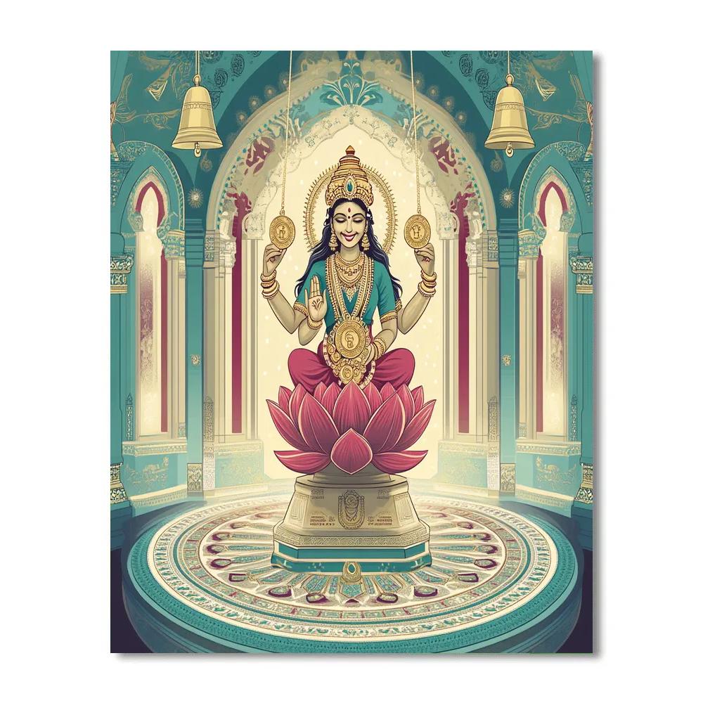 Lotus Clockwork Pavilion With Lakshmi Radiance painting number kit