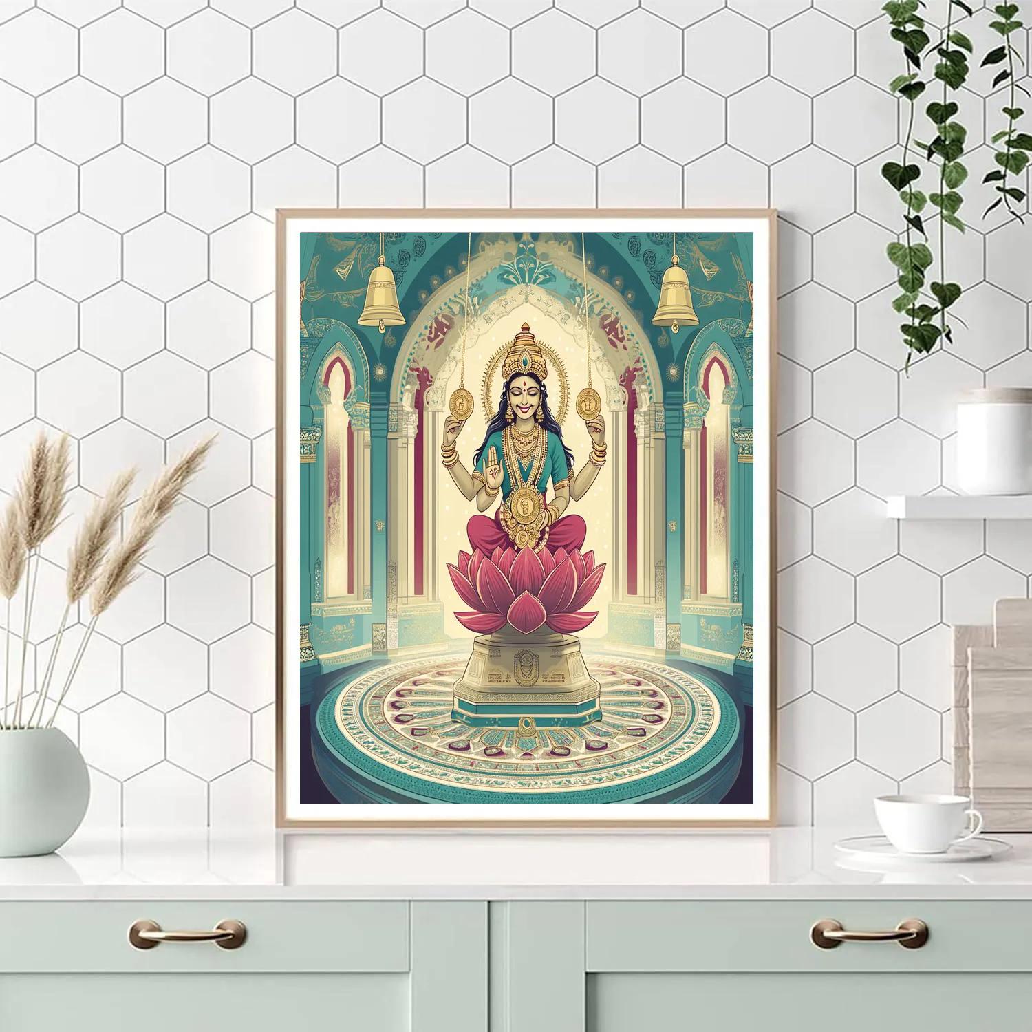Lotus Clockwork Pavilion With Lakshmi Radiance painting number kit