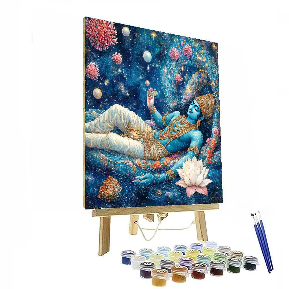 Vishnu Resting On Shesha In A Coral Sea Of Stars paint by number