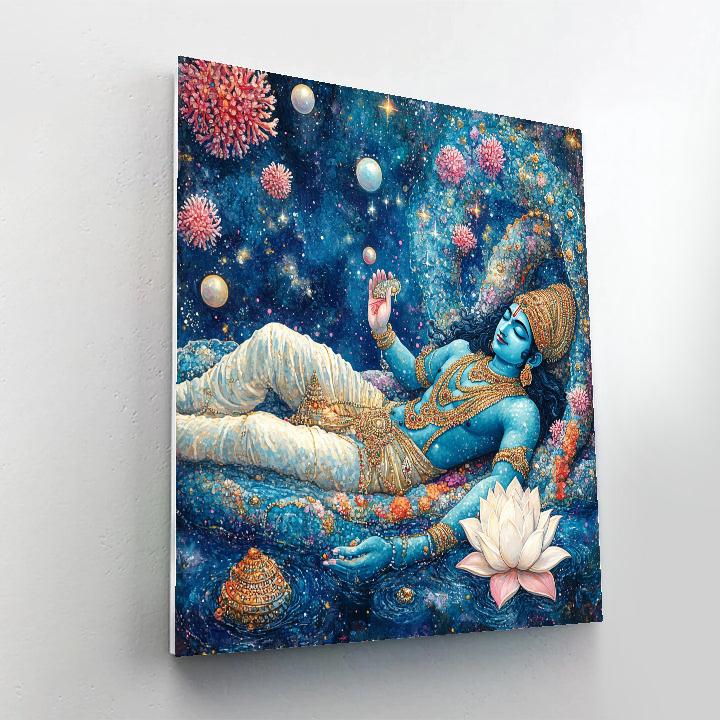 Vishnu Resting On Shesha In A Coral Sea Of Stars paint by number